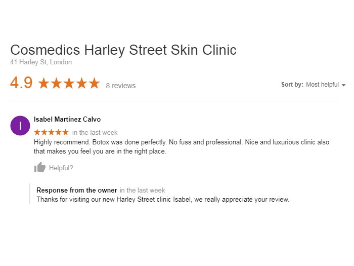 5 Star BOTOX Review for Harley Street Clinic